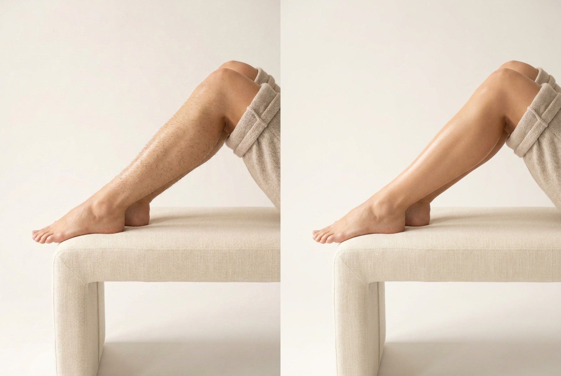 Legs: before on the left, after on the right